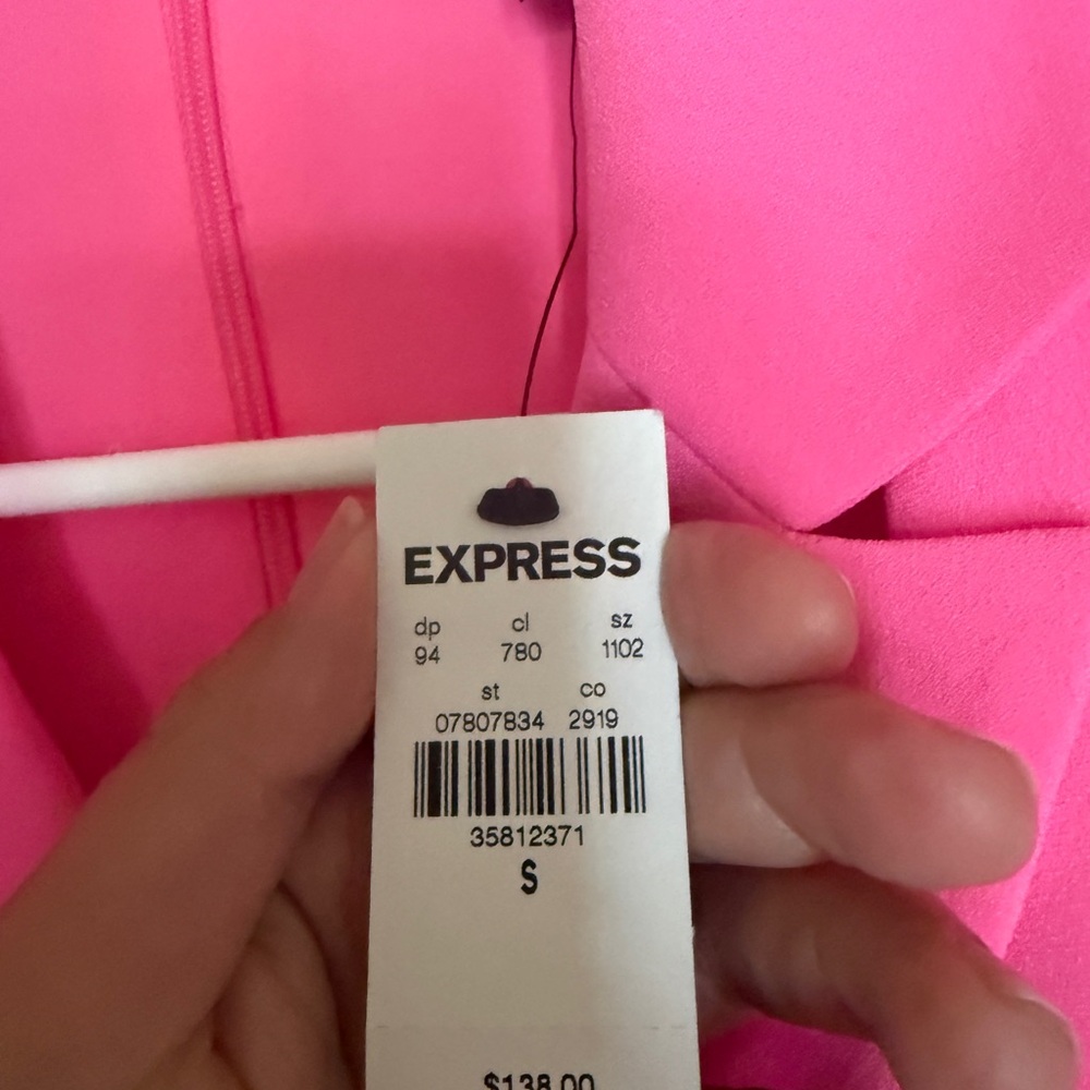 Express Vibrant Pink Long Sleeve Dress - Picture 5 of 8